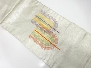 抽象樹木模様　刺繍　名古屋帯